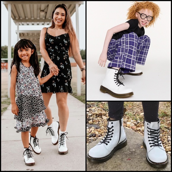 Dr. Martens Other - Dr. Martens White Leather Lace Up Combat Boots Youth Junior